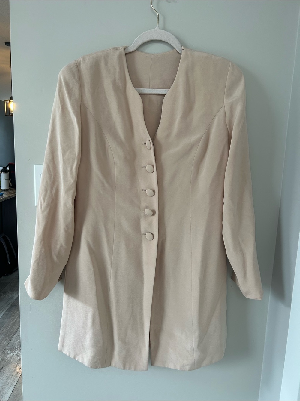 100% silk Women's pink Longline Button Jacket